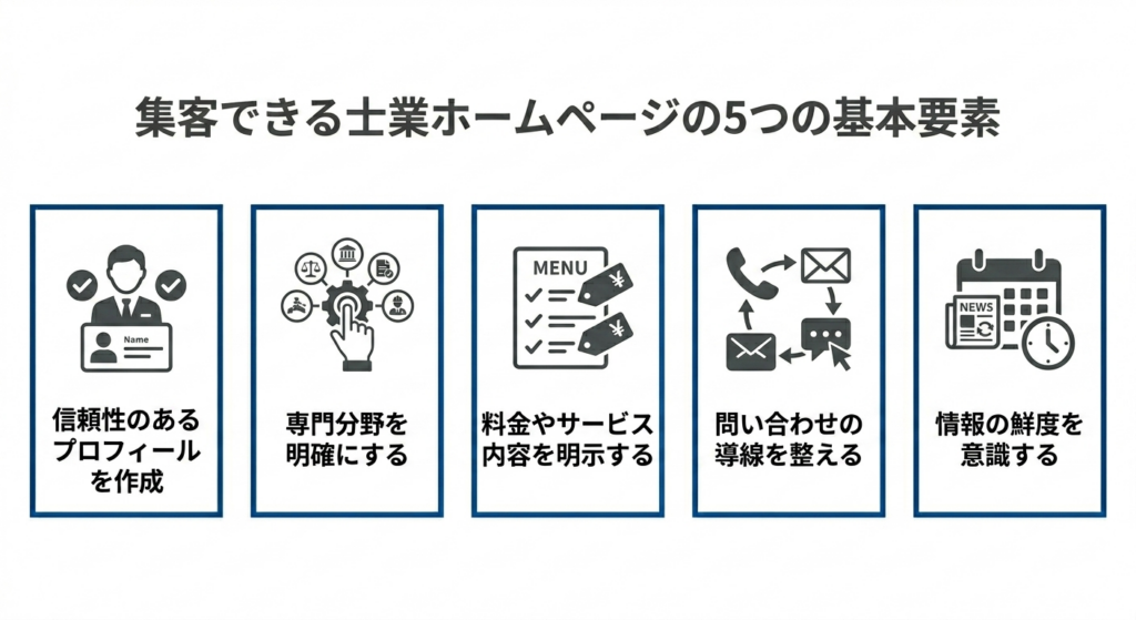 集客できる士業ホームページの5つの基本要素